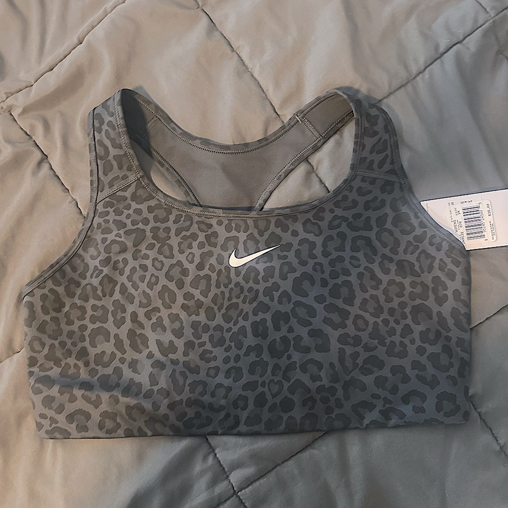 Nike sports bra grey and black leopard print